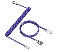 MAMBASNAKE C01 Cavo a Spirale Tastiera, Cavo USB C a Spirale per Tastiera Meccanica, Cavo da Type-C a USB-A per Tastiera da Gioco, TPU Coiled Cable USB C con Connettore Aviazione Metallo-Viola
