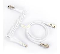 MAMBASNAKE C01Pro Cavo USB C a Spirale per Tastiera da Gioco, Cavo a Spirale Tastiera, Nylon Braided Coiled Cable USB C per Tastiera Meccanica, Type-C a USB-A, Connettore Aviazione Metal-Bianco