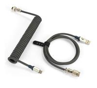 MAMBASNAKE C01Pro Cavo USB C a Spirale per Tastiera da Gioco, Cavo a Spirale Tastiera, Nylon Braided Coiled Cable USB C per Tastiera Meccanica, Type-C a USB-A, Connettore Aviazione Metal-Grigio