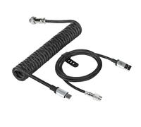 MAMBASNAKE C01Pro Cavo USB C a Spirale per Tastiera da Gioco, Cavo a Spirale Tastiera, Nylon Braided Coiled Cable USB C per Tastiera Meccanica, Type-C a USB-A, Connettore Aviazione Staccabile-Nero