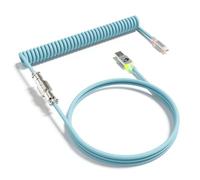 MAMBASNAKE C01ULTRA Cavo a Spirale Per Tastiera, Da Tipo C a USB A Con Aviatore in Metallo Staccabile, RGB Interface Lighting, Cavo a Spirale Per Tastiera USB C Per Tastiera Da Gioco PC - Light Blue