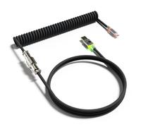 MAMBASNAKE C01ULTRA Cavo a Spirale Per Tastiera, Da Tipo C a USB A Con Aviatore in Metallo Staccabile, RGB Interface Lighting, Cavo a Spirale Per Tastiera USB C Per Tastiera Da Gioco PC - Nero