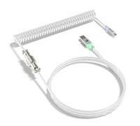 MAMBASNAKE C01ULTRA Cavo a Spirale Per Tastiera, Da Tipo C a USB A Con Aviatore in Metallo Staccabile, RGB Interface Lighting, Cavo a Spirale Per Tastiera USB C Per Tastiera Da Gioco PC -Trasparenza