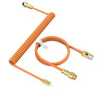 MAMBASNAKE C02 Cavo a Spirale Tastiera, Cavo USB C Spirale per Tastiera Meccanica, Cavo da Type-C a USB-A per Tastiera da Gioco, TPU Coiled Cable USB C con Connettore Aviazione Oro Staccabile-Arancia