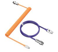 MAMBASNAKE Cavo a spirale per tastiera C01, cavo USB-C Aviator personalizzato per tastiera meccanica, da tipo C a USB-A, cavo a molla in TPU con connettore aeronautico staccabile-Orange/Purple