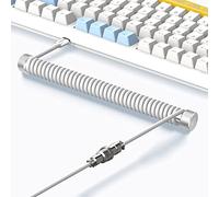 MAMBASNAKE Cavo a Spirale Tastiera Custom e Metal Aviator Cable Winder Set - Asta Fissa per Aviatore Cavi + TPU Coiled USB C Cable con Connettore Aviazione Metallo per Gaming Keyboar/Gamers - Bianco