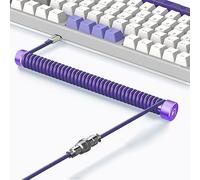 MAMBASNAKE Cavo a Spirale Tastiera Custom e Metal Aviator Cable Winder Set - Asta Fissa per Aviatore Cavi + TPU Coiled USB C Cable con Connettore Aviazione Metallo per Gaming Keyboar/Gamers - Viola