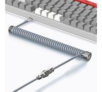 MAMBASNAKE Cavo a Spirale Tastiera Custom e Metal Aviator Cable Winder Set - Asta Fissa per Aviatore Cavi + TPU Coiled USB C Cable con Connettore Aviazione Metallo per Gaming Keyboar/Gamers - Grigio