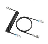 MAMBASNAKE Cavo USB C a Spirale per Tastiera da Gioco con Illuminazione RGB, Nylon Braided Coiled Cable per Tastiera Meccanica 8KHZ, Type-C a USB-A, Connettore Aviazione 4-Pin - C01ULTIMATE/Nero