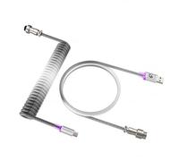 MAMBASNAKE Cavo USB C a Spirale per Tastiera da Gioco con Illuminazione RGB, Nylon Braided Coiled Cable per Tastiera Meccanica 8KHZ, Type-C a USB-A, Connettore Aviazione 4-Pin - C01ULTIMATE/BiancoNero