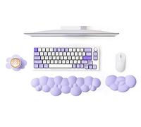 MAMBASNAKE Cloud Poggiapolsi Set Tastiera e Mouse con Sottobicchiere, Memory Foam Cuscino Ergonomico per Polso Supporto Pad con Base Antiscivolo, Digitazione e Sollievo dal Dolore al Polso -Viola
