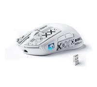 MAMBASNAKE M4 Mouse Gaming Wireless Ultra-Leggero, 53g, Sensore PAW3311, 24000 DPI, Bluetooth/2.4G/Cablato, RGB, Batteria 400mAh, 20M Click, per Gioco/Lavoro - Bianco e Adesivi