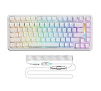 MAMBASNAKE M82 HE Tastiera Rapid Trigger 8000Hz, Tastiera Gaming RGB Cablata al TKL con Precisione RT di 0,01mm, Switch Magnetici, Cavo a spirale, Attuazione Regolabile, Snap Tap, Contorni Bianchi