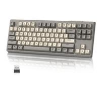 MAMBASNAKE M87 TKL- Tastiera da gioco wireless, Bluetooth/2,4 GHz, copritasto PBT, batteria ricaricabile da 4000 mAh, tastiera retroilluminata arcobaleno a colori misti con sensazione meccanica-Cheese