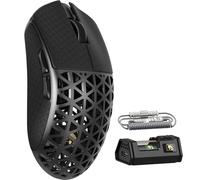 MAMBASNAKE Mouse da gioco wireless M5 ultra in fibra di carbonio, 8000 Hz, 39 g, super leggero, 42000 DPI, sensore PAW3950MAX, chip Nordic 52840, mouse con cavo Bluetooth/2.4G/USB-C per PC/Mac (nero)