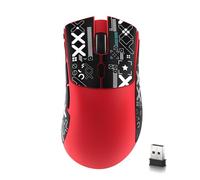 MAMBASNAKE R1 Mouse da gioco wireless leggero a tre modalità da 59 g con adesivi antiscivolo, connettività Bluetooth/cablata da 2,4 GHz, 5 pulsanti programmabili, 6 DPI regolabili fino a 18000-Rosso