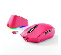 MAMBASNAKE x ATTACK SHARK Mouse da Gioco G3PRO, BT/2.4G Senza Fili/Cavo | Dock Di Ricarica Magnetico, Sensore da PixArt PAW3311, 59g Di Peso, 25000 DPI LIGHTSPEED Mouse Da Ufficio-Rosso Bacca