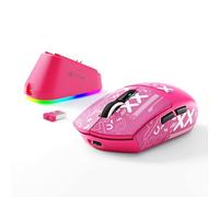 MAMBASNAKE x ATTACK SHARK Mouse da Gioco G3PRO con Dock Di Ricarica Magnetico, BT/2.4G Senza Fili/Cavo, Sensore da PixArt PAW3311, 59g Di Peso, 25000 DPI LIGHTSPEED Mouse Ufficio-Rosso Bacca + Nastro
