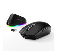 MAMBASNAKE x ATTACK SHARK Mouse da Gioco G3PRO con Dock Di Ricarica Magnetico, BT/2.4G Senza Fili/Cavo, Sensore da PixArt PAW3311, 59g Di Peso, 25000 DPI LIGHTSPEED Mouse Da Ufficio per PC/Mac-Nero