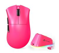 MAMBASNAKE x ATTACK SHARK V3PRO Mouse da Gioco Wireless con Base di Ricarica Magnetica, Sensore PAW3311, BT/2,4G/USB-C, Peso Leggero 62 g, 500 mAh, 25000 DPI LIGHTSPEED per PC/Mac -Rosso Bacca