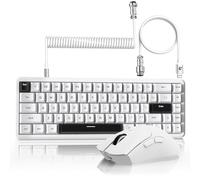MAMBASNAKE x ATTACK SHARK X65HE Gaming Keyboard and Set White Tastiera e Mouse Da Gioco Cablati, Mouse Wireless PAW3311 Superleggero Da 59 g, Mini Tastiera -Bianco