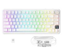 MAMBASNAKE x ATTACK SHARK X85PRO Tastiera Meccanica con Guarnizione, Tastiera da Gioco Wireless al 75% con TFT Screen e Knob, PBT Side-Printed Keycap, 2,4GHz/BT5.1/USB-C, Hot-Swap Linear Switch