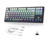 MAMBASNAKEx Attack Shark M87 Tastiera da gioco meccanica wireless TKL, retroilluminata RGB, compatta, sostituibile a caldo, con guarnizione, programmabile, USB-C/Bluetooth/2,4 GHz, 4600 mAh, nera