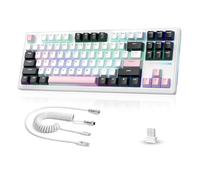 MAMBASNAKEx Attack Shark M87 Tastiera da gioco meccanica wireless TKL, retroilluminata RGB, compatta, sostituibile a caldo, con guarnizione, programmabile, USB-C/Bluetooth/2,4 GHz, 4600 mAh, rosa