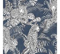 Mamboa - Carta da parati Darcy James Jaguar Jungle Tropical Blue
