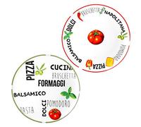 MamboCat 2 piatti grandi per pizza, colore bianco, Ø 31 cm, set da 2 piatti rotondi con scritte accattivanti per pizze, piatti da portata con motivi, piatti da antipasto per 2 persone