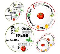 MamboCat - 6 piatti da pizza grandi, diametro 31 cm, 6 pezzi, rotondi, con scritte simpatiche, piatti da portata con fantasie, per 6 persone