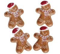MamboCat Candyman - Set di 4 piatti per biscotti a forma di uomo di pan di zenzero, lunghezza 22 x 17 cm, piatti invernali in gres, piatti natalizi per biscotti, snack e pasticcini I Advent, Nicola
