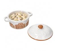 MamboCat Casseruola con coperchio, 220 ml, mini casseruola natalizia | Gres porcellanato, per una persona, mini casseruola, dessert, torte e snack, decorazione casa di pan di zenzero bianco e