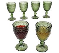 MamboCat Diamond Set di 6 bicchieri da vino verde I 200 ml I con effetto sfaccettato I bicchieri eleganti e stabili per vino rosso e bianco, acqua, succo e altro ancora I per feste, Natale & Co.