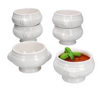 MamboCat Leo - Set di 6 Terrine a Testa di Leone, 250 ml, per 6 Persone - Tazze da Zuppa Bianche da 0,25 Litri, per Zuppa di Nozze, Piselli o Lenticchie