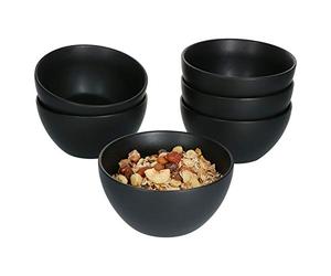 MamboCat Leopard Lampart Nero Set di 6 ciotole per cereali, nero opaco, ciotole in gres porcellanato, diametro 14 cm, moderne ciotole per cereali in stile etnico, 6 pezzi