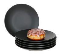 MamboCat, Leopard Lampart - Set di 6 piatti da torta, colore: nero opaco, set di piatti per 6 persone, Ø 20,5 cm, moderni piatti da dessert in stile etnico, piatti piccoli neri, 6 pezzi