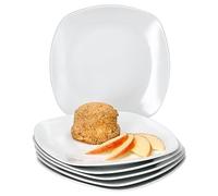 MamboCat Lotta - Set di 6 piatti da torta, in porcellana bianca, per 6 persone, piccoli piatti per insalata, dessert, finger food & Co. I piatti eleganti per colazione, pranzo, caffè e pane da sera