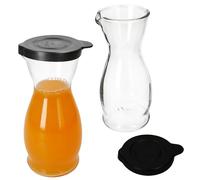 MamboCat MIA MISURA - Set di 2 caraffe per vino con coperchio in plastica nera, 0,5 litri, calibrato, con beccuccio e manico per vino, acqua, succhi di frutta, latte & Co.