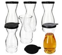 MamboCat MIA MISURA - Set di 6 caraffe per vino con coperchio in plastica nera, 0,5 litri, calibrato, con beccuccio e manico per vino, acqua, succhi di frutta, latte & Co.