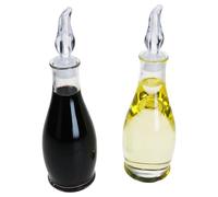 MamboCat Olli - Set di 2 bottiglie per aceto e olio, 300 ml, in vetro con coperchio in plastica, dispenser per olio d'oliva, condimenti, salsa & Co