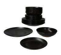 MamboCat Panther - Set di 18 Piatti in Gres Opaco per 6 Persone: 6 Piani, 6 Fondi da 420 ml e 6 da Torta, Dessert e Profondi