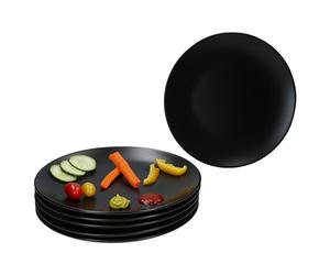 MamboCat Panther Set di 6 Piatti Piani Neri, Ø 27,5 cm, in Gres Opaco per 6 Persone, Grandi per Grigliare & Co. I Piatti per Colazione, Pranzo, Caffè e Pane da Sera