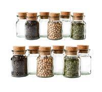 MamboCat set barattolini per spezie da 12 pezzi | Capacità: 150 ML | barattoli in vetro riutilizzabili + tappo in sughero | vetro rotondo di alta qualità | per conservare tè, erbe e spezie