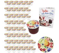 MamboCat Set di 100 vasetti in vetro da 230 ml con coperchio a vite, per conservare e conservare i barattoli con ricetta diamantata e zucchero