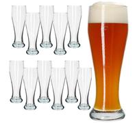 MamboCat Set di 12 bicchieri da birra Sepp, trasparenti da 0,5 l, calibrati, 12 persone, classico bicchiere da birra bianca con forma sottile, grano lievito, per casa, ristorante e casa