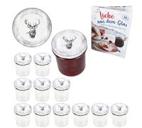MamboCat Set di 12 vasetti in vetro da 350 ml con coperchio Twist Off Alois Hirsch I vasetti per conserve + coperchio TO 82 + libretto gratuito I barattoli per conservare e conservare
