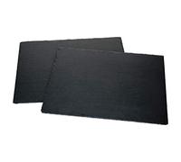 MamboCat Set di 2 Piastre in Ardesia 40 x 30 cm I Nero in Ardesia Naturale con Bordo di Rottura Rustico I Set di tovaglie, sottobicchieri, tovagliette, tovagliette, tovagliette, sottobicchieri
