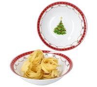 MamboCat Set di 2 piatti da portata in porcellana bianca con decorazione natalizia, diametro 20,5 cm, 650 ml, per contorni, dessert, zuppe & Co. I per Natale, Natale