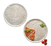 MamboCat Set di 2 piatti per pizza Stone Drops I Ø 33 cm I per 2 persone I grandi piatti per pizza in porcellana con effetto pietra 3D I per pizze o per preparare i piatti piani XL